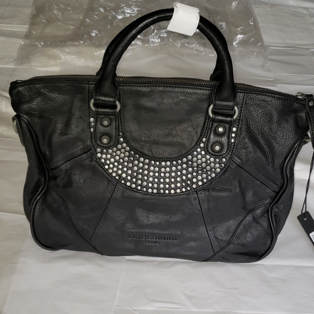 Liebeskind Berlin New ESTHER Stud Leather Satchel Shoulder HandBag Bag BLACK🎉HP - Picture 9 of 12